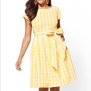 NY & Company Gingham Poplin Fit & Flare Dress